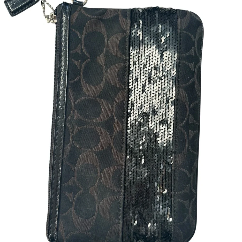 Coach Black and Brown Signature Wristlet